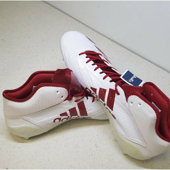 Men\'s Football White/Red Power Size 16 Adidas Adizero 5 Star 6.0 Mid Cleat - NEW main image 5